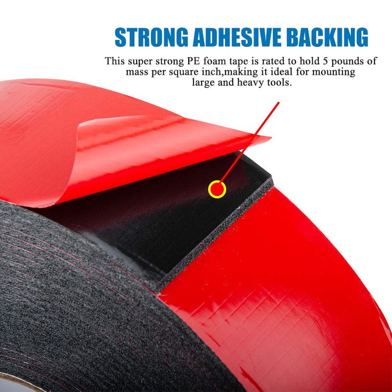 ToLanbbt Double Sided Foam Tape 1.18In x 33FT, Mounting Tape Heavy Duty, Strong Adhesive Weatherproof Seal Strips for DIY Craft Picture Poster, Car & Gap Filling Mountings, Home Office Decor (Black) - Image 3